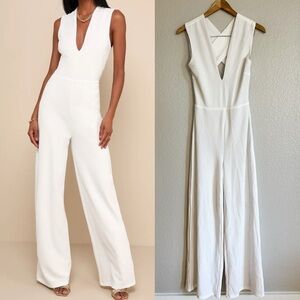 NWOT Thinking Out Loud White Backless Jumpsuit